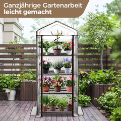 Sekey Mini-Gewächshaus für Tomaten mit 4 Ebenen Kompaktes Foliengewächshaus für Balkon & Garten, Stabil & Platzsparend (160×70×50 cm) Sekey