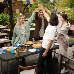 Sekey Klapptisch Gartentisch klappbar – Rattan-Optik/Glatt, wetterfest & tragbar, ideal für Balkon, Garten & Party Sekey