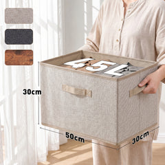Sekey Aufbewahrungsboxen mit Deckel & Griffen – Faltbare Stoffboxen Organizer 50×30×30 cm, stapelbar für Kleiderschrank & Regal – 3er/6er Set, Beige