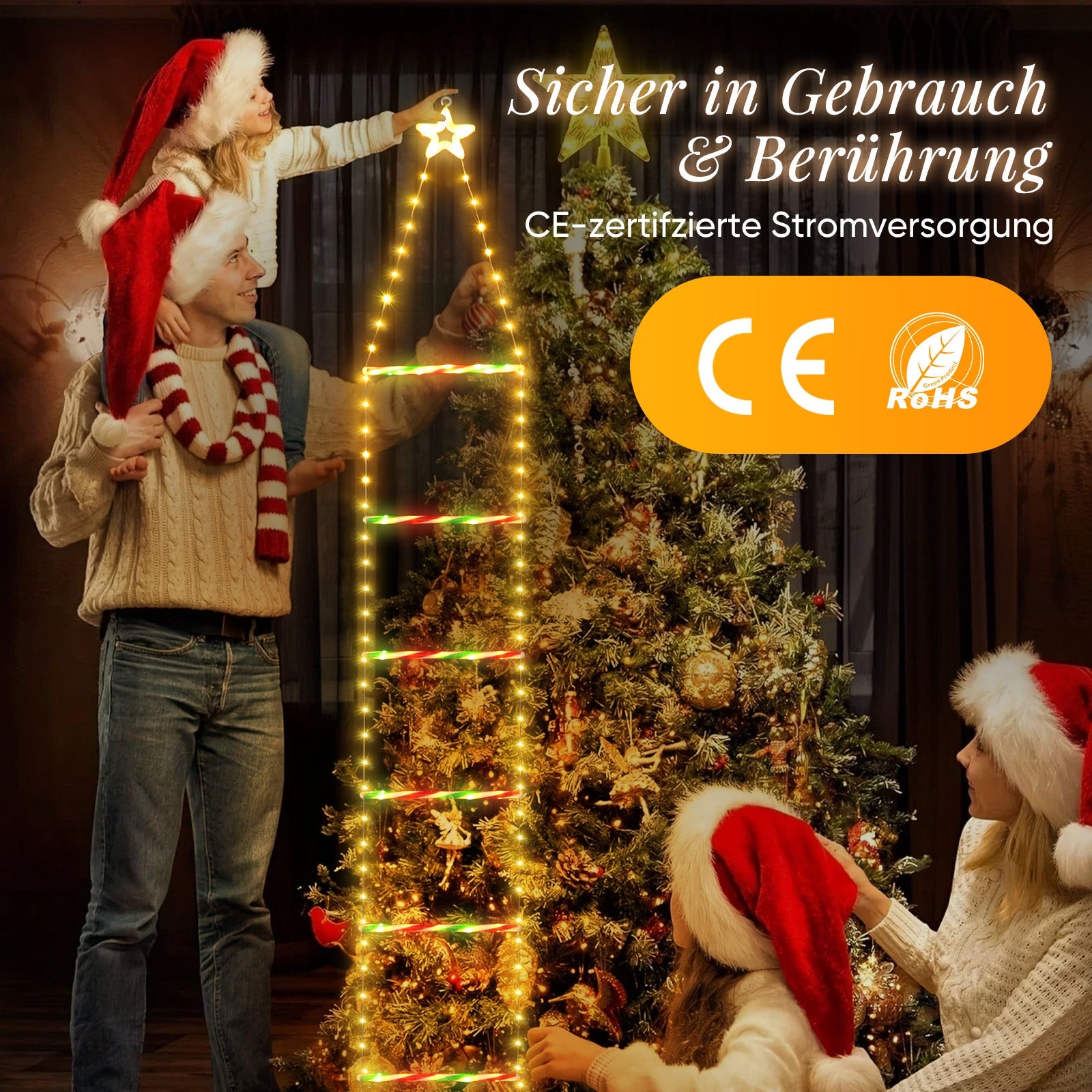 Salcar LED Weihnachts Leiter Lichterkette 3 m, 260 LEDs, Warmweiß & Bunt, 9 Modi, Timer & Memory, IP44 Wasserdicht, Weihnachtsbeleuchtung für Innen & Außen Salcar