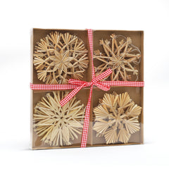 Salcar 12-teiliges Weihnachtsbaumschmuck aus Stroh – Handgemachte Strohsterne Set, natürliche Christbaum Anhänger für nachhaltige Weihnachtsdekoration im skandinavischen Stil