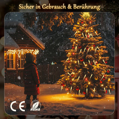 Salcar LED Lichterkette Weihnachtsbaum mit funkelnden Eiszapfen – Warm- & Kaltweiß, 11 Modi, Timer & Fernbedienung, IP44 wassergeschützt für Innen & Außen