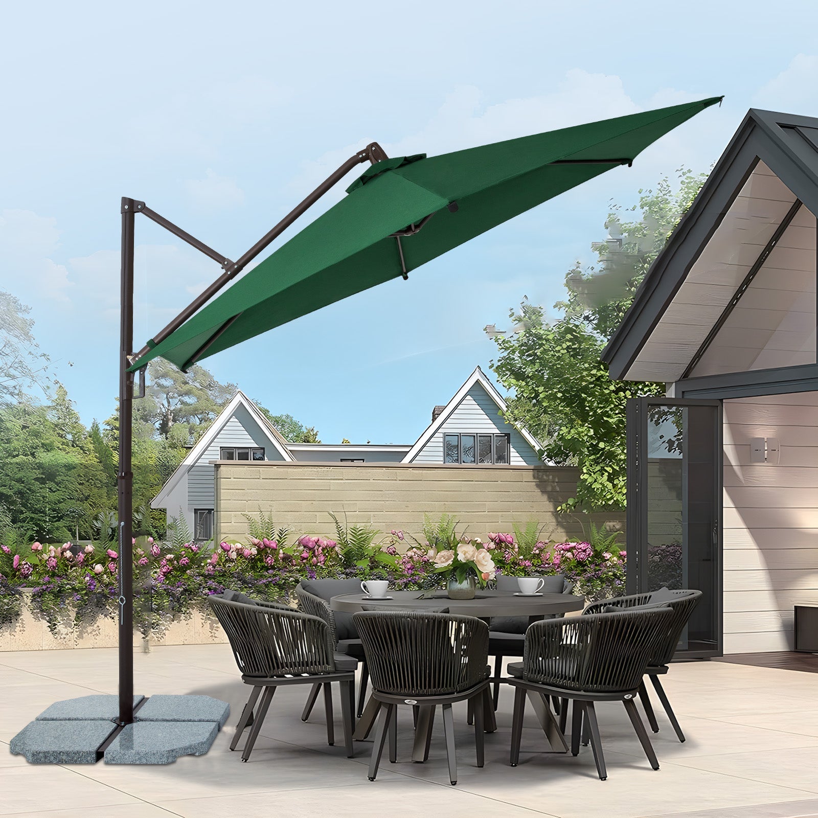 Sekey Ampelschirm 300 cm Aluminium Sonnenschirm mit 360° Drehung, Neigefunktion, UV50+ Schutz Sekey
