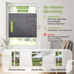 Salcar Plissee ohne Bohren Klemmfix Anthrazit – stufenlos verstellbares Faltrollo, blickdicht & lichtdurchlässig, Sichtschutz für Fenster & Türen mit Alu-Schienen