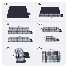 Sekey XXL Picknickdecke 200x200 cm – Waschbare & Schmutzabweisende Camping- und Stranddecke, Faltbar & Bequem für Outdoor, Park & Wiese Sekey