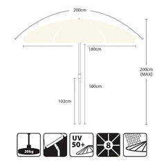 Sekey 200 cm Sonnenschirm mit Schutzhülle, Sonnenschutz UV50+ Sekey