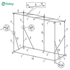 Sekey Foliengewächshaus mit Schrägdach, 200 cm x 77 cm x 146/169 cm Sekey