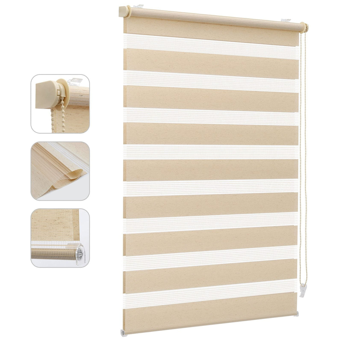 Sekey Doppelrollo - Klemmfix Duo Rollo ohne Bohren, Fensterrollo Jalousie, Sicht- & Sonnenschutz, Gelbleinen Sekey