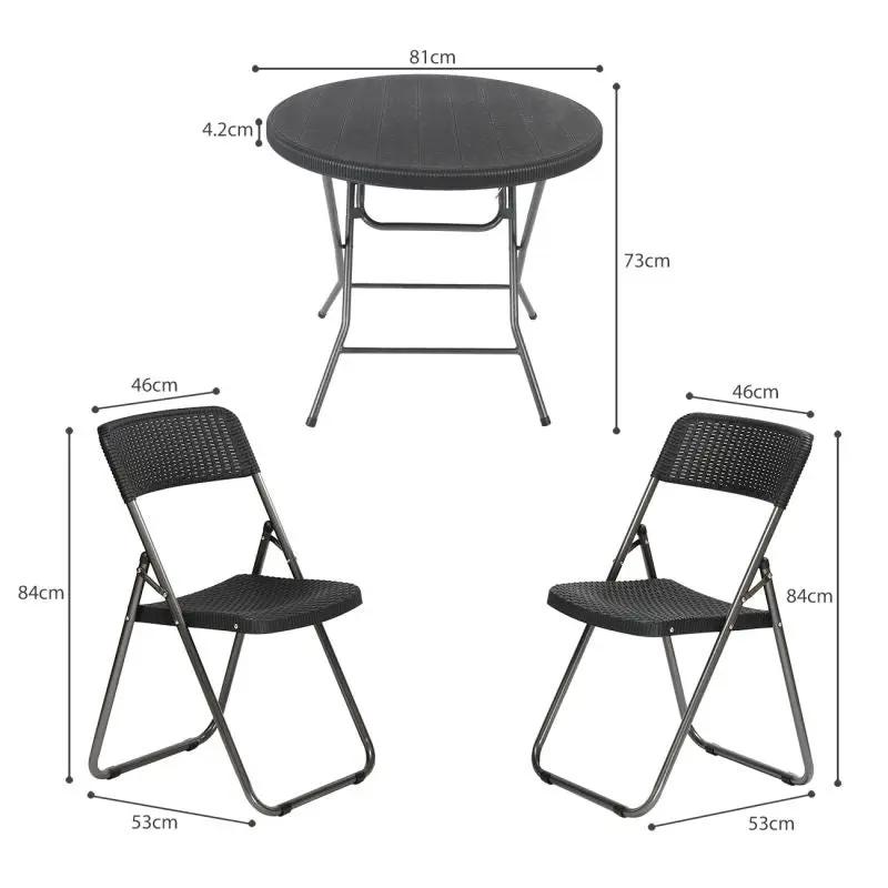Sekey 5-teilig Balkonset aus Polyrattan, 4 Klappstuhl und Klapptisch Sekey