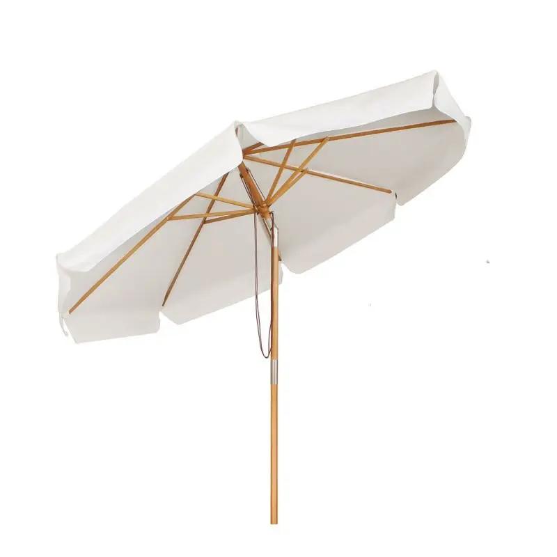 Sekey 300 cm Holz Sonnenschirm mit Volant, Sonnenschutz UV50+ Sekey