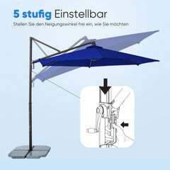 Sekey Ampelschirm 300 cm Aluminium Sonnenschirm mit 360° Drehung, Neigefunktion, UV50+ Schutz Sekey