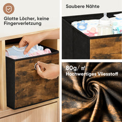 Sekey Aufbewahrungsboxen 6er Set in Holzoptik | Stoffboxen 30 × 30 × 30 cm natürliches Design & stabile Struktur
