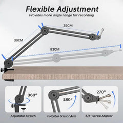 Fifine 2 kg Mikrofon Arm mit Mikrofonclip, 3/8" bis 5/8" Adapter, BM63 Sekey