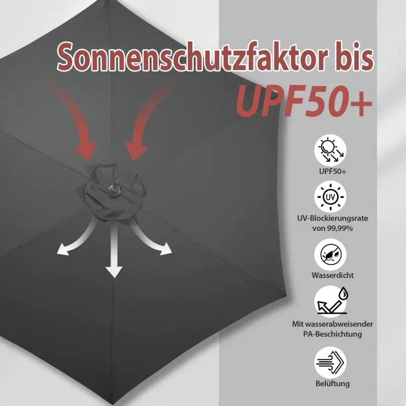 Sekey 220 cm Sonnenschirm mit Kurbel und Auto Kippen, Sonnenschutz UV50+ Sekey