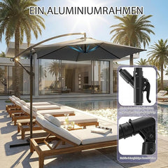 Sekey 300 cm cantilever umbrella, sun protection UV50+