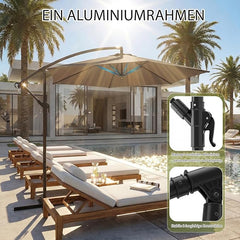 Sekey 300 cm cantilever umbrella, sun protection UV50+
