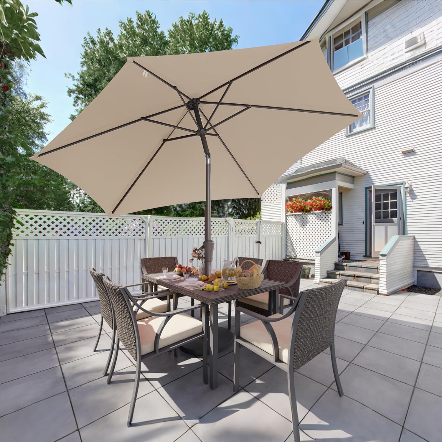 Salcar Sonnenschirm Ø 2,7 m – Kurbelschirm mit Knickgelenk, UPF 50+, UV-Schutz & wasserabweisend, GRS-zertifiziertes Polyester, für Garten, Terrasse & Balkon Sekey