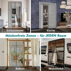 Sekey Magnet Fliegengitter für Balkontüren – Zuschneidbar & selbstklebend, ohne Bohren (bis 155x245 cm, Schwarz) Sekey