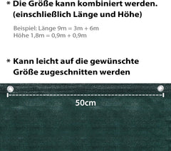 Sekey Balkon Sichtschutz – HDPE 220 g/m², leicht transparent, wind- & UV-beständig, wetterfest mit Ösen & Kabelbindern, Grün