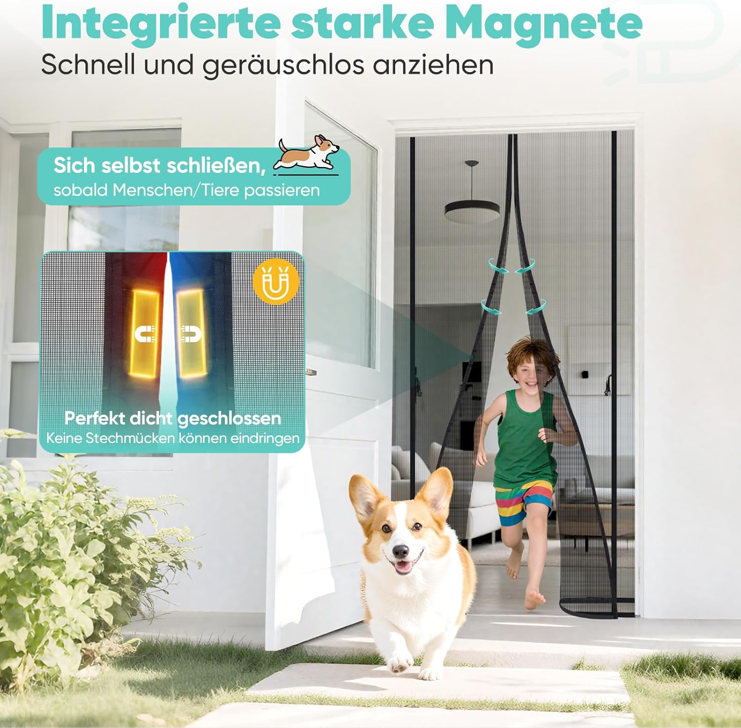 Sekey Magnet Fliegengitter für Balkontür – Zuschneidbar, Insektenschutz ohne Bohren, mit 4 cm Klettband & Doppelnähten, Schwarz – Ideal für Balkon, Terrasse & Schlafzimmer Sekey