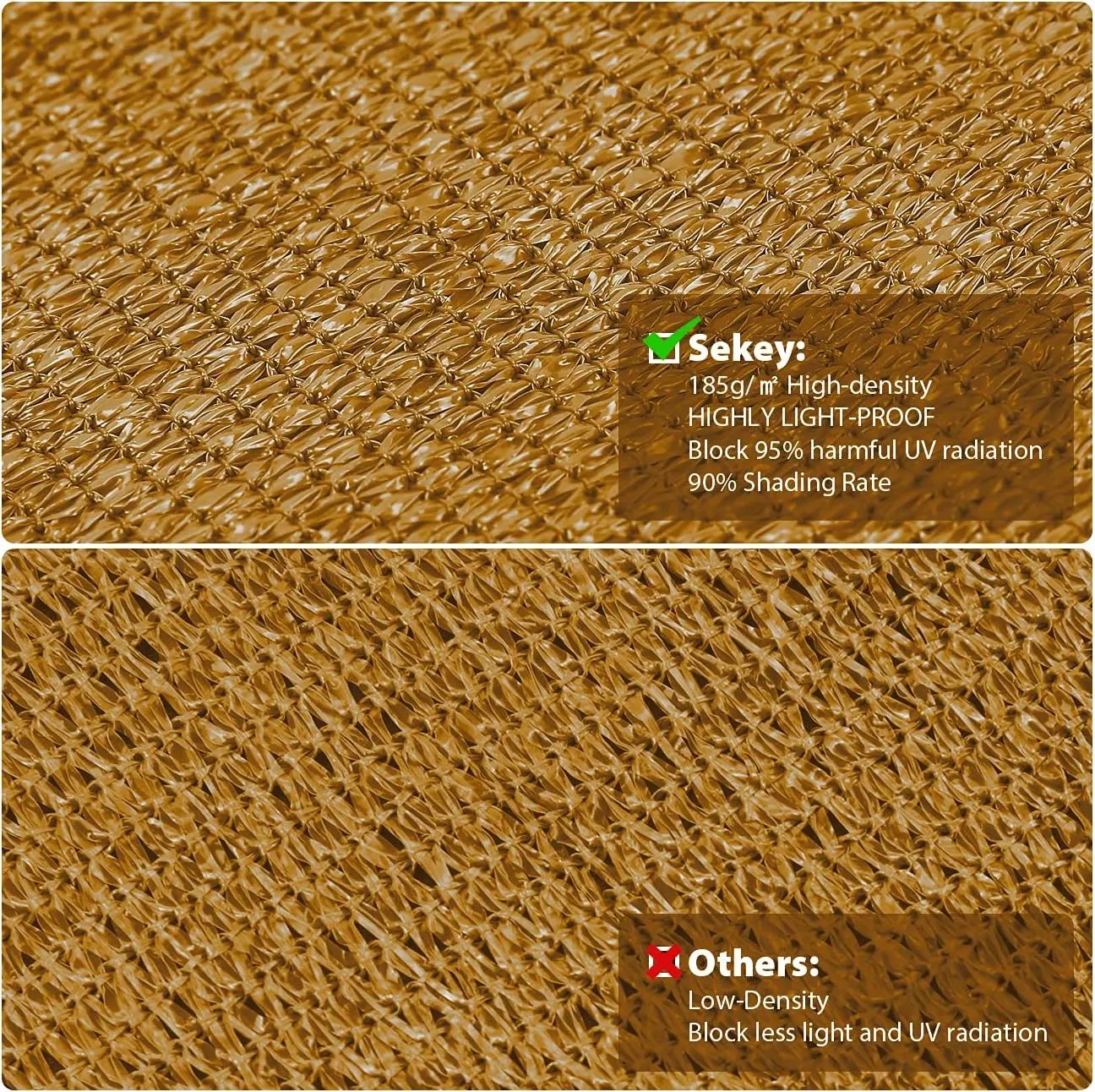 Sekey Sonnensegel HDPE Sonnenschutzsegel mit Seilen Sekey