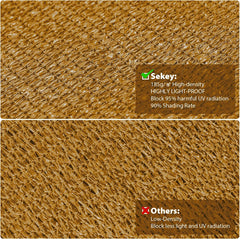 Sekey Sonnensegel 2,44 x 3,66 m Rechteckig – HDPE Sonnenschutz, UV-beständig, winddurchlässig & wasserdurchlässig, atmungsaktiv & reißfest für Balkon, Garten & Terrasse (braun-gelb gestreift)