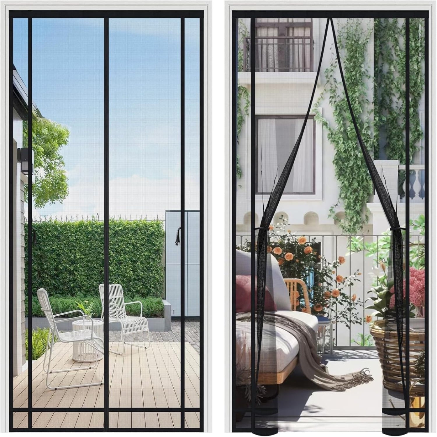 Sekey Magnet Fliegengitter für Balkontür – Zuschneidbar, Insektenschutz ohne Bohren, mit 4 cm Klettband & Doppelnähten, Schwarz – Ideal für Balkon, Terrasse & Schlafzimmer Sekey