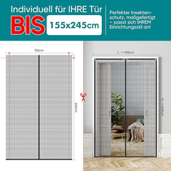 Sekey Magnet Fliegengitter für Balkontüren – Zuschneidbar & selbstklebend, ohne Bohren (bis 155x245 cm, Schwarz) Sekey