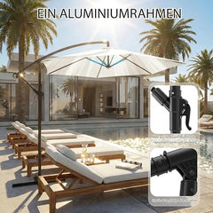 Sekey 300 cm cantilever umbrella, sun protection UV50+