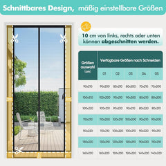 Sekey Magnet Fliegengitter für Balkontür – Zuschneidbar, Insektenschutz ohne Bohren, mit 4 cm Klettband & Doppelnähten, Schwarz – Ideal für Balkon, Terrasse & Schlafzimmer Sekey