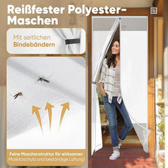 Sekey Fliegengitter Balkontür Magnet, Insektenschutz, Zentraler Privatschutzbereich, Klettverschluss-Montage, Ohne Bohren, Für Holz-, Eisen- und Aluminiumtüren, Weiß Sekey