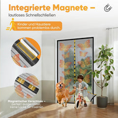 Sekey Fliegengitter Balkontür – Magnetischer Insektenschutz ohne Bohren, reißfest & wetterfest, lichtdurchlässig, mit extra starken Magneten & 4 cm Klettband – Schwarz