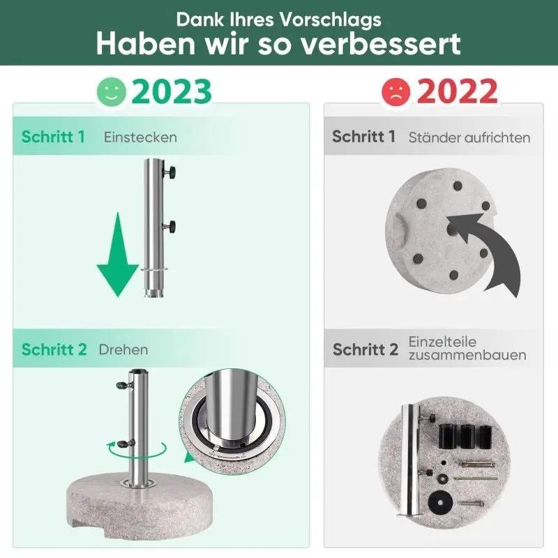 Sekey 25 kg Granit Sonnenschirmständer, für Schirmstock Ø 22 - 38 mm Sekey
