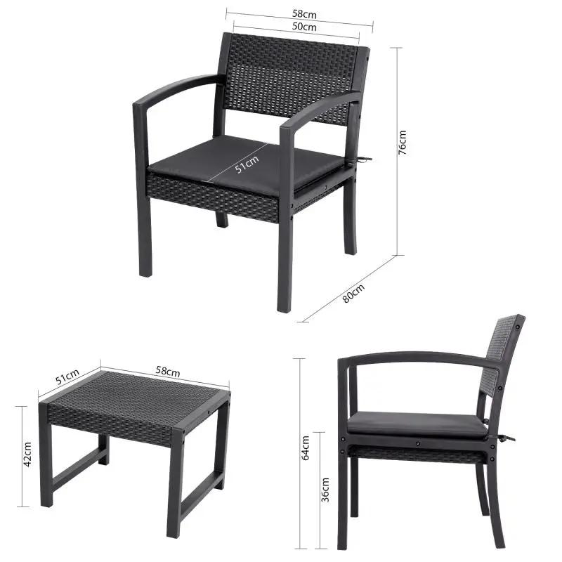Sekey 3-teilig Gartenmöbel Set, 2 Gartenstühle und Gartentisch Sekey