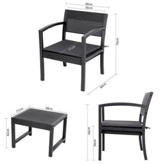 Sekey 3-teilig Gartenmöbel Set, 2 Gartenstühle und Gartentisch Sekey