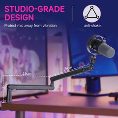 Fifine 1.5 kg Mikrofon Arm mit Mikrofonclip, 1/4'', 3/8'' und 5/8'' Adapter, BM88 Sekey