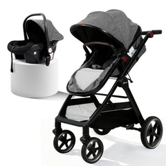 Sekey BW600 3-in-1 Kombi-Kinderwagen Reisesystem mit Babyschale, Liegewanne & Buggy, Moskitonetz, Regenschutz, Federung, 5-Punkt-Gurt, All-Wetter Travel System 0 Jahre