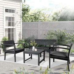 Sekey 4-teilig Gartenmöbel Set, Sofa, 2 Sessel und Gartentisch Sekey