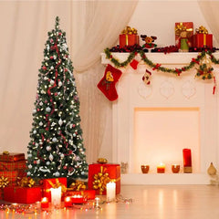 Salcar 180/210cm Künstlicher Weihnachtsbaum in Bleistiftform (schmal), mit 618/818 PVC Nadeln Salcar