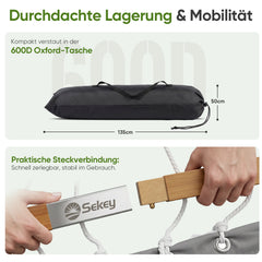 Sekey XXL Doppelhängematte mit Kissen – Gepolsterte Hängematte für 2 Personen, bis 200 kg belastbar, mit Bambus-Spreizstäben und Tragetasche für Garten, Balkon & Camping