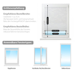 Sekey Klemmfix Plissee ohne Bohren – freihängend, verstellbare Spannung, 1,5 cm Alu-Schiene, Muster
