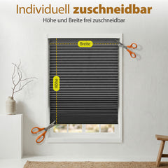 Sekey Klebefix Plissee 2er Set ohne Bohren – Schlichtes Grau, Dachfenster Plissee, höhenverstellbar & kürzbar, Sonnenschutz & UV-Schutz