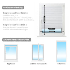 Sekey Klemmfix Plissee ohne Bohren – freihängend, verstellbare Schnurspanner, 1,5 cm Alu-Schiene, Weiß