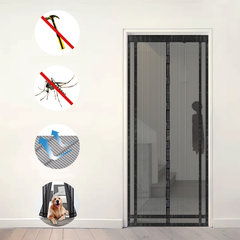 Sekey Zuschneidbar Magnet Fliegengitter Tür aus Polyester, Schwarz