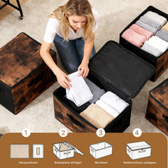 Sekey Aufbewahrungsboxen 3er Set mit Deckel | Stoffboxen 40 × 30 × 25 cm formstabil, faltbar & vielseitig einsetzbar