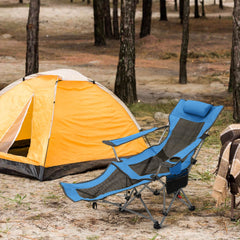 Sunula Klappbarer Campingstuhl, Liegestuhl 2-in-1, Belastbar bis 100 kg, Abnehmbare Fußablage, Getränkehalter, Tragetasche, Leicht, Verstellbare Rückenlehne, Für Angeln, Strand, Camping, Garten, Outdoor Sekey
