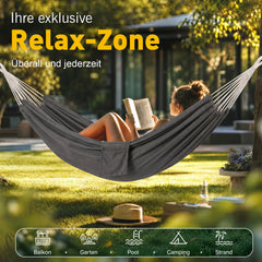 Sekey Doppelhängematte mit Karabinern & Baumwoll-Tragetasche – Outdoor Hängematte für 2 Personen, bis 200 kg belastbar, mit Aufhängeset für Garten, Balkon, Terrasse & Camping