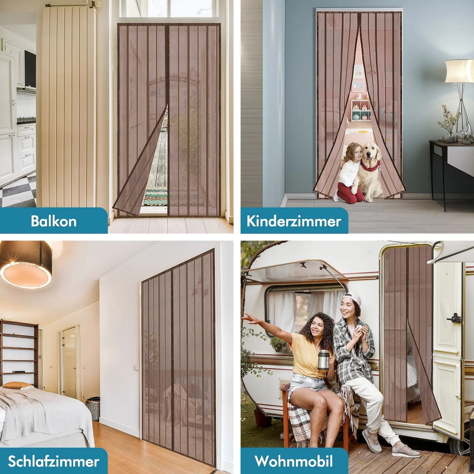 Sekey Magnet Fliegengitter Tür aus Polyester, mit Bändern, Braun Sekey
