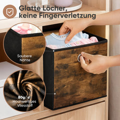 Sekey Aufbewahrungsboxen 6er Set in Holzoptik | Stoffboxen 30 × 30 × 30 cm natürliches Design & stabile Struktur