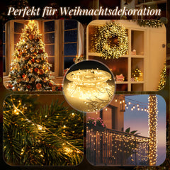 Salcar LED Cluster Lichterkette aus Kupferdraht – 5m/10m/15m/20m, 200–800 LEDs, Wasserdicht, 8 Modi, Timer & Memory, für Innen & Außen, Weihnachtsbaum, Garten, Hochzeit, Party – Warmweiß Salcar